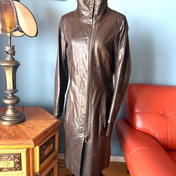 Vintage Danier chocolate brown full-length Italian leather coat NWOT - Picture 15 of 15
